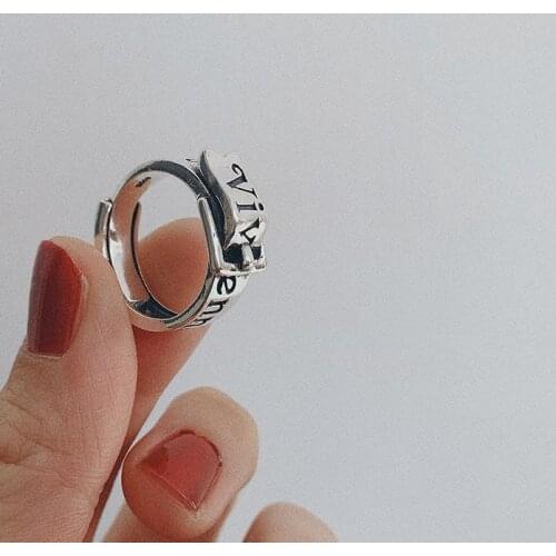 Kinel 2020 New Vintage Ring Real 925 Sterling Silver Punk Open Design Belt Buckle Silver Ring for Women Party Jewelry Gifts