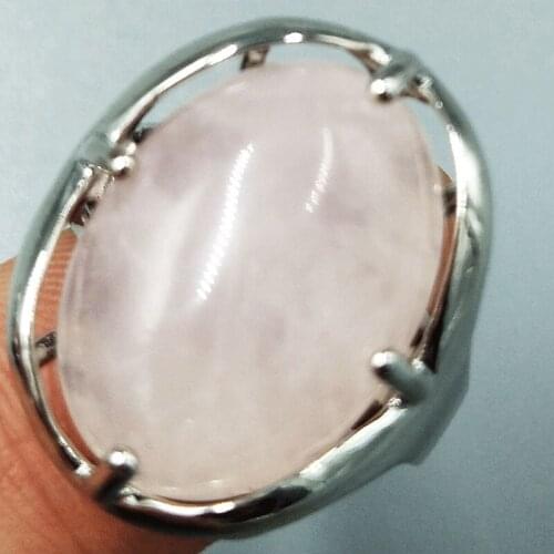 Free Shipping Women Fashion Jewelry Pink Crystal Oval Women Men Bead Ring 6.5~12" US Adjust C5276