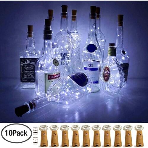 10pcs/lot 2M Wine Bottle Cork Lights Copper Wire String Lights for DIY Christmas Halloween Wedding Festival Party Starry Lights