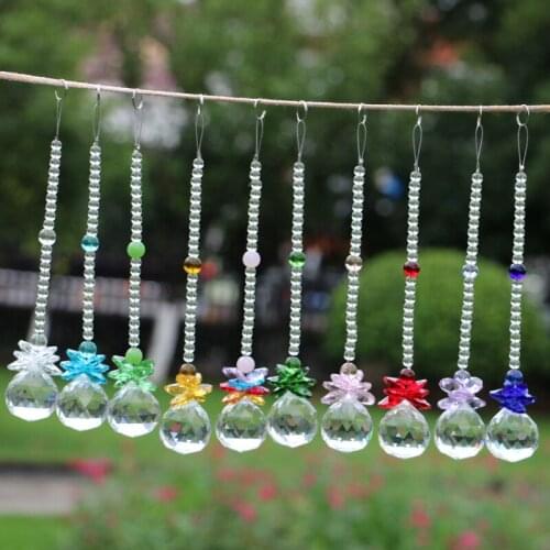 10pcs/lot Crystal Suncatcher Hanging Ball Pendant Handmade Ornament Wedding Decor Rainbow Maker Prisms Home Fengshui Decoration