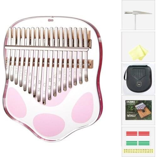 17 Keys Kalimba Thumb Piano,Portable Mbira Transparent Acrylic Wood Finger Mbira,Musical Instrument Gifts for Beginners with Bag