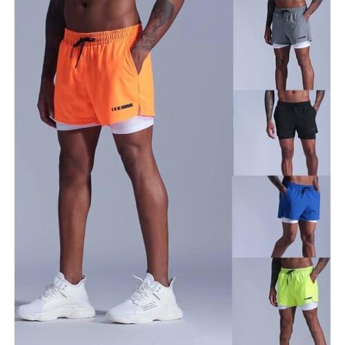 2 in 1 Mens sport Running Shorts Quick Dry Mens Jogging Fitness Racing Shorts Soccer Training Track and field Shorts Marathon