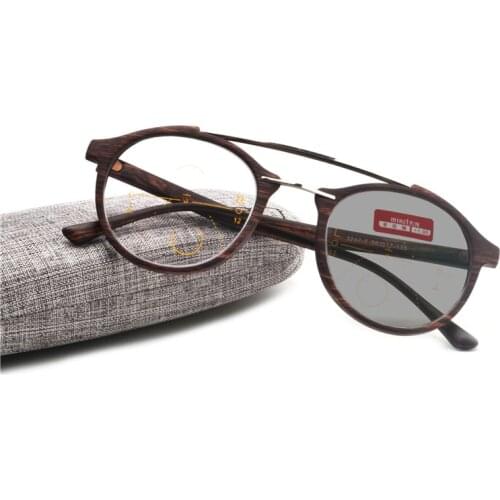 2018 Brand Design Wood Frame New Oval Frames Photochromic Progressive Varifocal Multifocal Reading Glasses NX