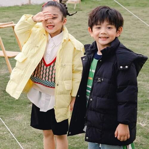 2021 Winter Girls Snowsuit Coat Hooded Children Down Jacket Parkas Boy Outerwear Thicken Windproof Kids Clothes 4-10 Years