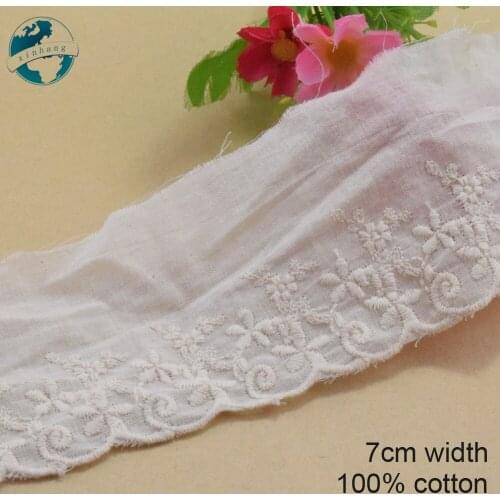 3yards 7cm wide 100% Cotton embroid lace sewing ribbon guipure trim wedding decoration DIY dolls colthes Accessories lace#4045