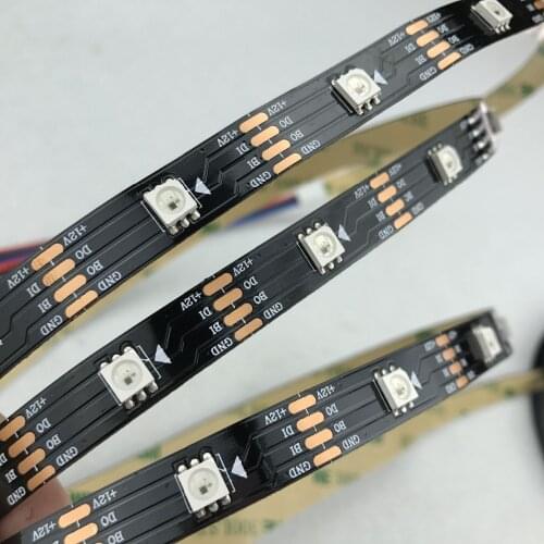 30leds/m;5m WS2815 DC12V addressable full color RGB 5050 LED strip;non-waterproof;IP33;BLACK PCB