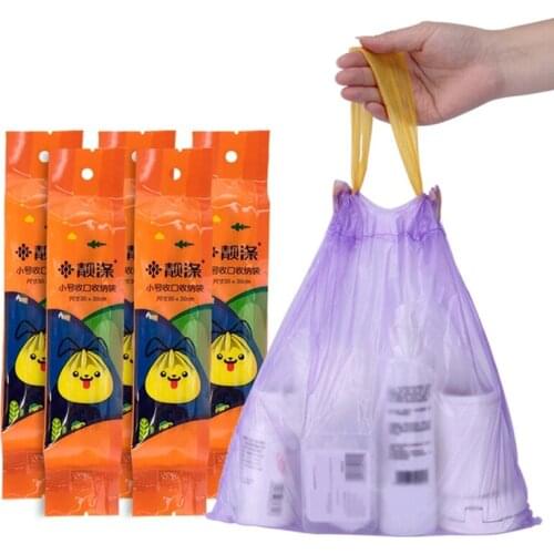 5Roll/Set 20Pcs/Roll Random Color Trash Garbage Bag Household Thicken Portable Closing Drawstring Kitchen Wet Bucket Accessories