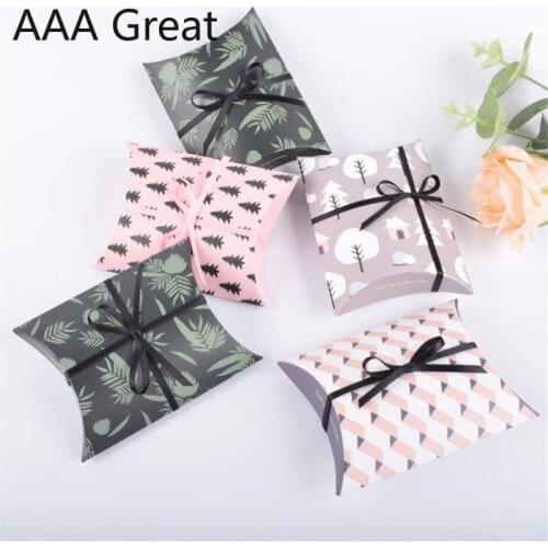 50Pcs/Lot Handmade Packing Box Packaging Wedding Favor Gifts Cake Boxes Pillow Birthday Christmas Decorations Chocolate Present