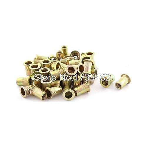 50 Pcs Flat Head Metric Steel M6 Blind Insert Rivet Nut Rivnut