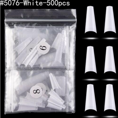 500pcs/Bag 10 Sizes Ballerina Nail Tips French Coffin Half Cover Nails Flat Shape Artificial Manicure Clear/Natural/White Choose
