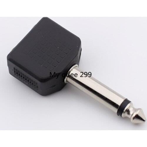 6.5 double female audio transfer head 6.35 single channel plug with two 3.5 holes