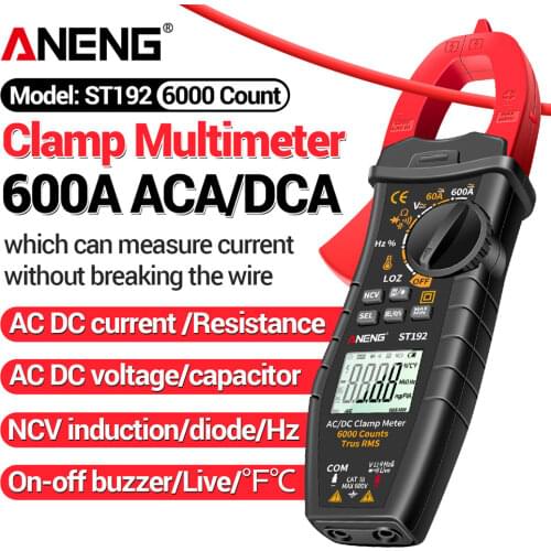 ANENG ST192 Digital Clamp Meters Multimeter 60A/600A Tester AC/DC Current 6000 Counts True RMS Capacitance NCV Ohm Hz Transistor