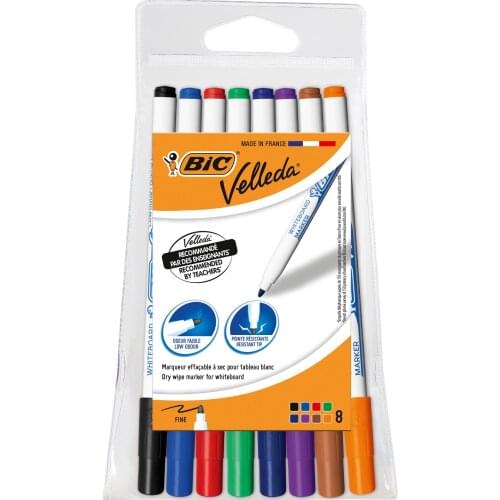 BIC Velleda 1721 Whiteboard pens-various colors, 8 Pouch