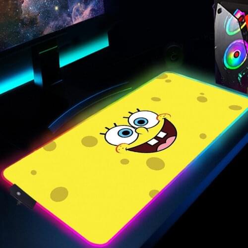 Large RGB Mouse Pad Gaming Accessories Mouse Mat SpongeBobes Keyboard Pad Table Carpet Mousepad 900x400 For Computer Laptop Pad