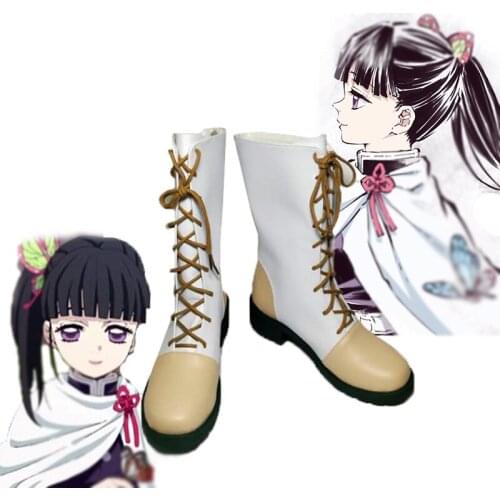Kimetsu no Yaiba Demon Slayer Tsuyuri Kanawo Cosplay Boots Women White Fashion Shoes Retro Vintage Shoes Birthday Gift
