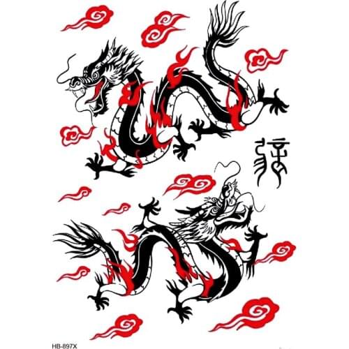 Black Dragon Waterproof Temporary Tattoo Sticker The Flash Tatoo Tatouage Temporaire Henna Tattoos Fake Tattoo Men