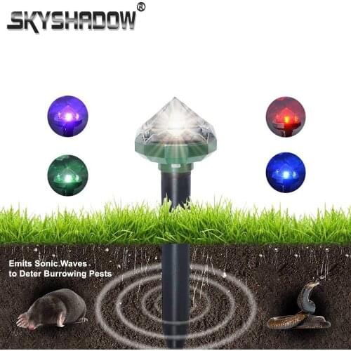 RGB LED Solar Garden Light Rodent Repellent Lawn Lamp IP55 Waterproof Outdoor Landscape Lighting Protect Street Greenhouse Farm