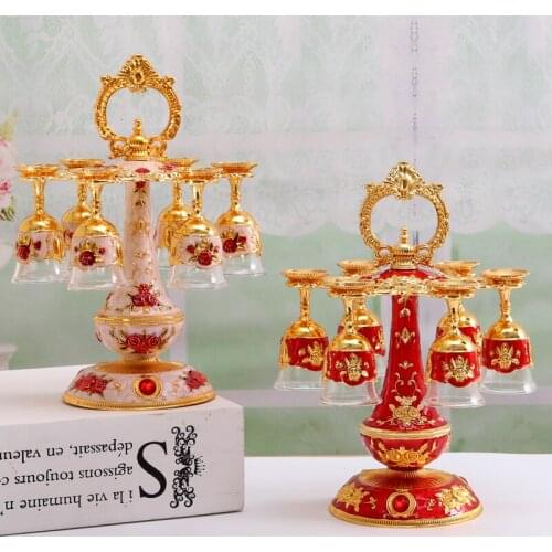 EUROPEAN RUSSIAN LUXURY METAL GLASS WINE RACK HOLDER WINE CUP FASHION EXQUISIT CASTLE PATTERN TABLEWARE NICE GIFTS HOME DECOR