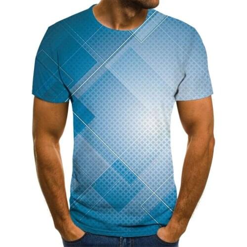 New Plaid Mens T-Shirts Summer Casual Short-Sleeved Fashion 3D Round Neck Tops Simple Streetwear