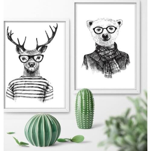 Geometric Deer Faith Quote Canvas Painting Nordic Poster Wall Art Prints Panda, Bear Pictures Living Room Home Decor