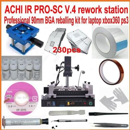Hot sale !ACHI IR PRO SC V4 bga rework station motherboard repair machine +230pcs 90mm bga stencils +20 gifts
