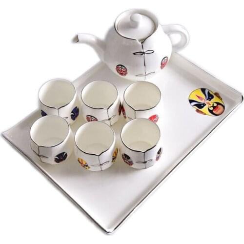 Guci wedding tea strainer cute caneca bela e a fera Tangshan bone china tea set teapot ceramic Tang suit