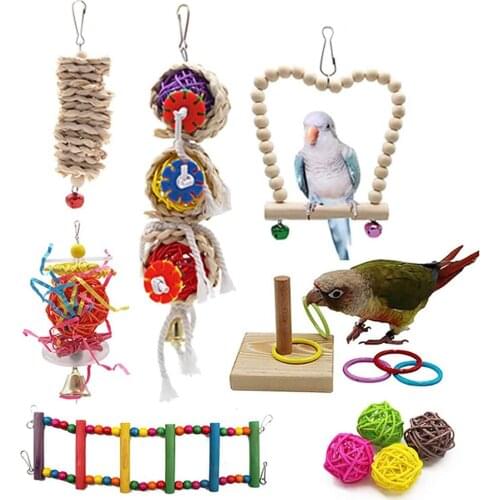 Parrot Toys Bird Toy Made with Nature Wood Parrot Toy for Small and Medium Parrots Birds