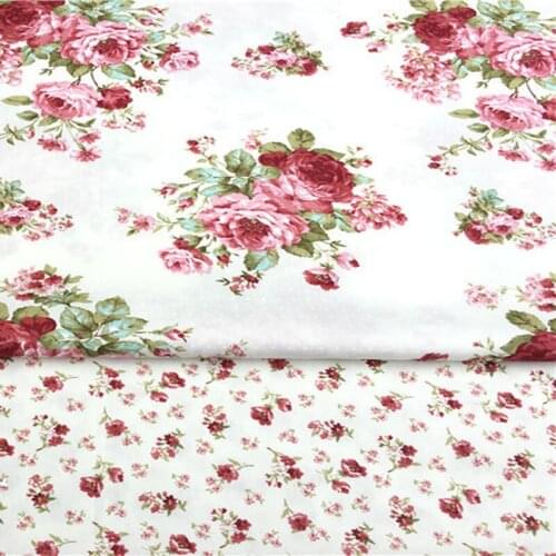 Beautiful 40x50cm Spring Garden Blooming Rose Flowers Printed Cotton Fabric Bundle