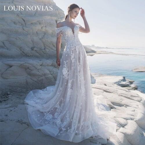 Louis Novias Princess Lace Wedding Dress 2020 Sexy Cap Sleeve Luxury Royal Dress Vestido De Noiva Custom Romantic Dress