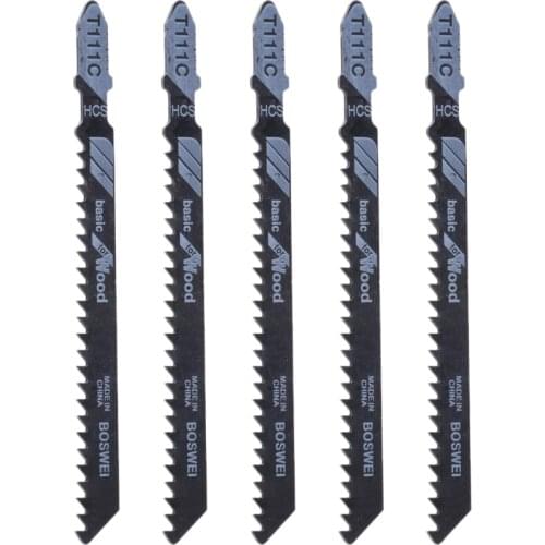 5 Pcs T111C 4 Inch HCS T-Shank Jigsaw Blades Set For Wood PVC Plastic Cutting
