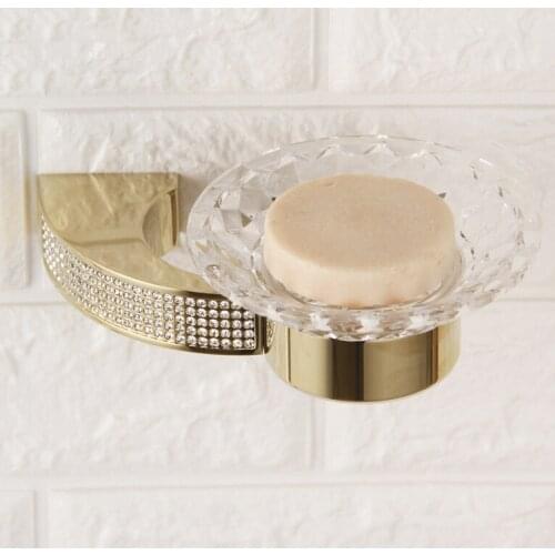 Czech Crystal Wall Mounted Soap Dish Box Drain Sponge Holder Storage Rack For Bathroom Accessories Toiletries Organizer Kitchen