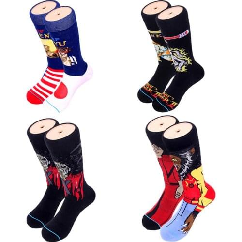 Anime Game Socks Cartoon Happy Funny Socks Crazy Cartoon Anime Novelty Socks Men Personalized Street Fighte Dress Socks