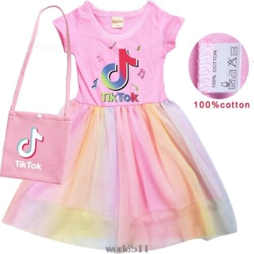 New Tik Tok Dress Girls Dress Cosplay Party Dresses +Bag Princess Children Baby Kids Baby Vestidos toddler Dresses