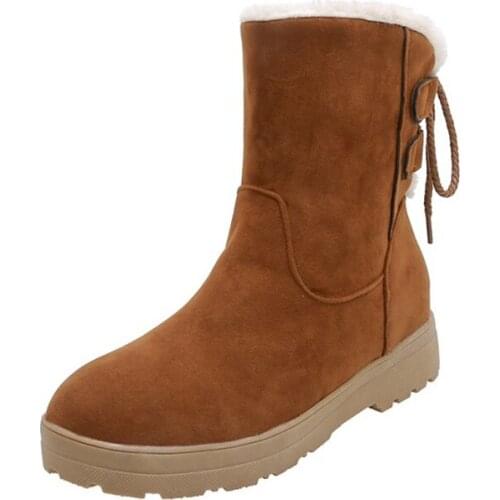 New Snow Boots Super Big Size 33-50 New Round Toe Med Winter Boots Women Casual Increased internal heel Fashion Warm Shoes 229