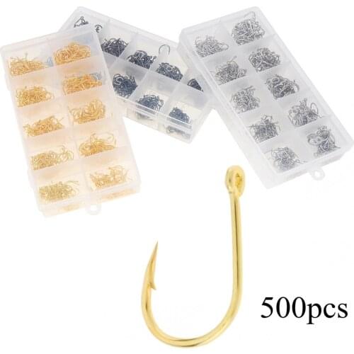 Fishing Hooks 500pcs/lot Fishing Hook Set 3-12# High Carbon Steel Single Fishhooks Jip Barbed Carp Hooks with Hole