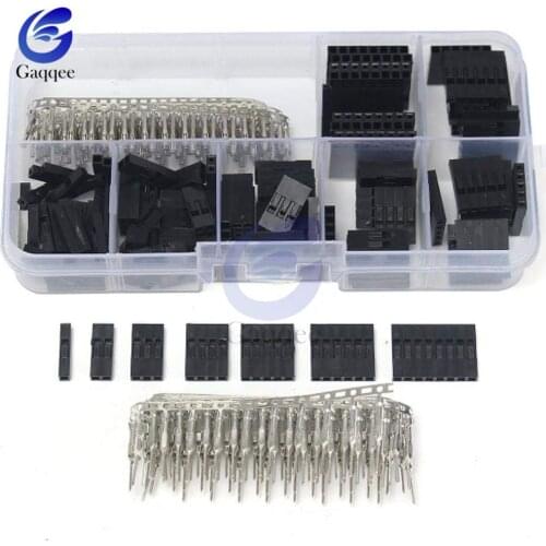 310pcs Dupont Connector 2.54mm Dupont Cable Jumper Wire Pin Header Housing Kit Male Crimp Pins+Female Pin Terminal Connector