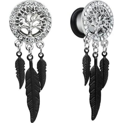 Ear Tunnels and Plugs Flesh 8-20mm Stainless Steel Dangle Gauges Earring Expander Set Eyelet Piercings Body Jewelry