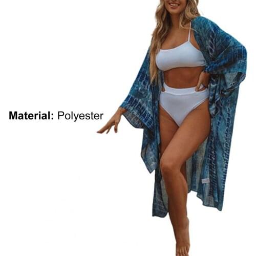 Women Fashion Sexy Print Swimsuit Cover Up Breathable Middle Long Sun Protection Women Cover Up Beachwear Swimming Water Sports
