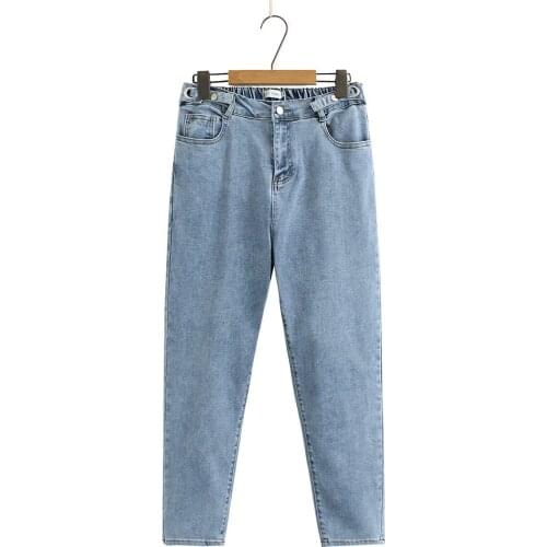 Plus size Solid black blue 5XL women jeans pencil pants 2021 new spring autumn casual ladies trouserspants female