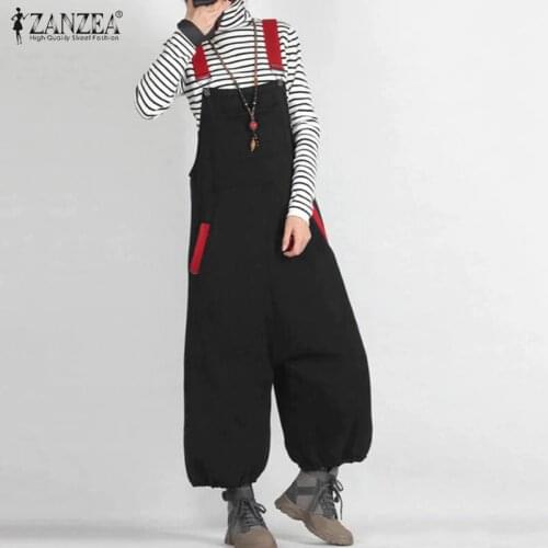 Womens Casual Jumpsuits ZANZEA 2021 Fashion Suspender Summer Overalls Backless Playsuits Female Pockets Romper Oversized Turnip