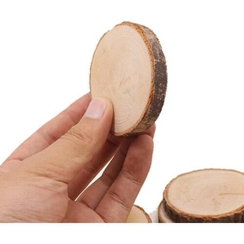 10pcs/pack Unfinished Round Wood Bark Log Disc Christmas Party Wedding Personality Creative Decoration Crafts