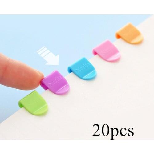 20pcs Colorful Notebooks Memo Clip Label Clip Folder Transparent Plastic Paper Holder Bookmarker Decor Fixed Office Stationery