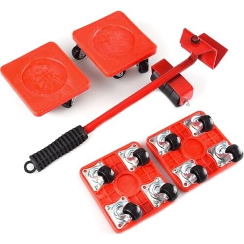 360 Degree Professional Furniture Mover Tools Transport Lifter Heavy Stuffs Moving 4 Wheeled Roller Universal Pulley with 1 Bar