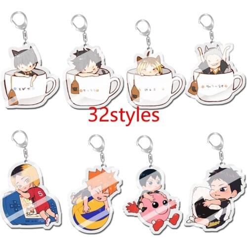 5pcs 10pcs Haikyuu!! Lev Haiba Yaku Morisuke Kenma Kozume Yu Nishinoya Sugawara Koushi Shoyo Hinata PVC Pendant Figure Key Chain