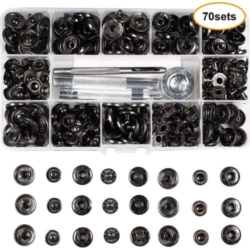70set/Pack 15mm Metal Press Studs Sewing Button Snap Button Fasteners Sewing Leather Craft Clothes Bags Garment with Tools
