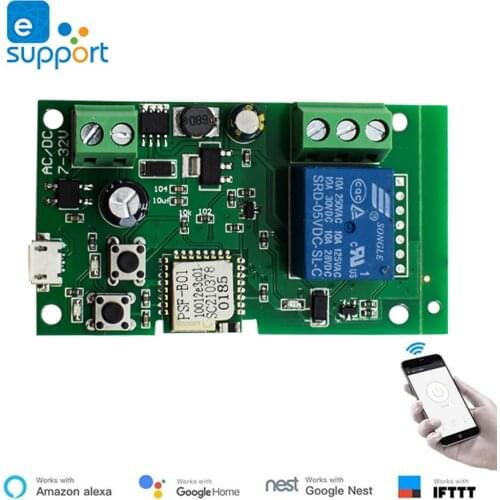 Ewelink WiFi Wireless Relay Module Garage 1 Channel Inching Timer Switch Smart APP Remote Control + Voice Control