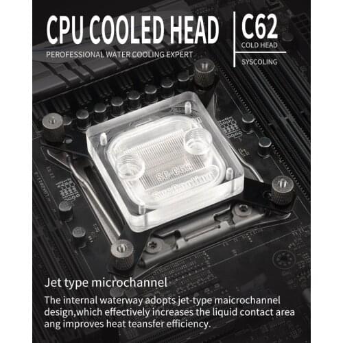 SYSCOOLING CPU Water Cooling Block C62 Acrylic Water Cooler Head Intel Full Platform Universal Computer Water Cooler