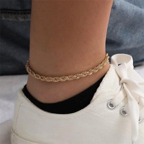 Rope Link Anklets Stainless Steel for Women/Men Foot Accessorie Summer Beach Barefoot Sandals Bracelet ankle gifts