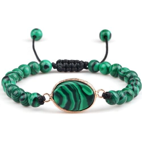 Handmade Natural Green Malachite Stone Lava Bracelet Adjustable Strand Buddha Bracelet Yoga Prayer Women Men Fashion Jewery Gift