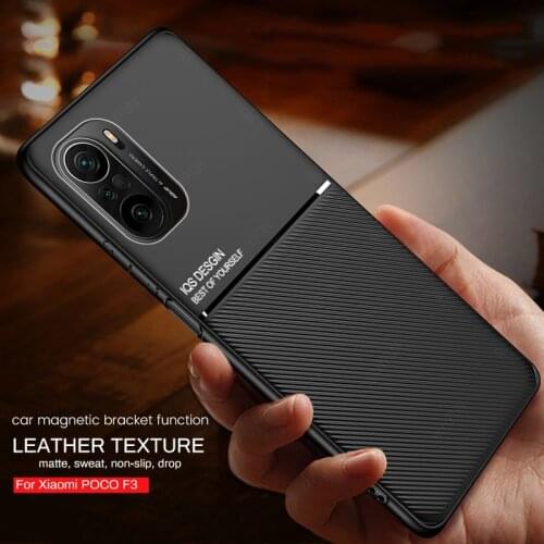 Little f3 case leather textuea car magnetic holder phone cover for foco poxo poko pocco poco f3 f 3 pocof3 5g shockproof coque